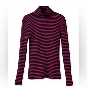 Talbots Petites Lightweight Striped Turtleneck Sweater